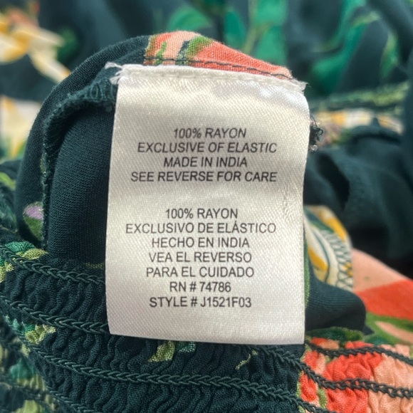 Patrons Of Peace Wide Leg Cropped Jumpsuit Green Floral 100% Rayon Size XS - Picture 8 of 8